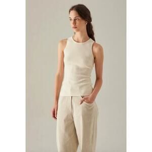 SOMETHING TO HOLD Deli Tank Top Cream Women's Size Medium NWT Teddy Boucle